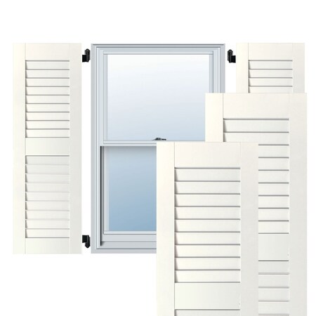 12W X 44H Exterior Real Wood Pine Open Louvered Shutters, White PR